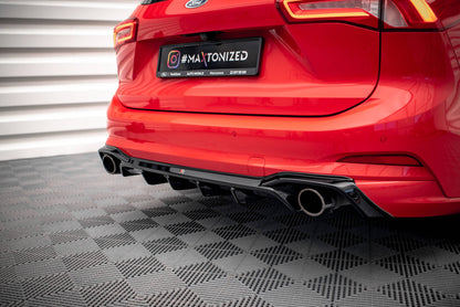 Diffusor Heck Ansatz V.2 für Ford Focus Kombi ST Mk4 schwarz Hochglanz