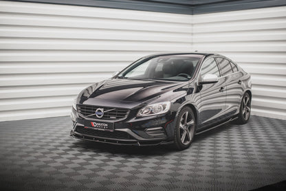 Front Ansatz V.1 für Volvo S60 R-Design Mk2 Facelift schwarz Hochglanz