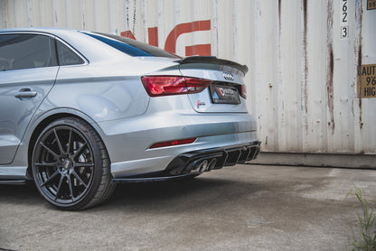 Diffusor Heck Ansatz für Audi S3 Limousine 8V Facelift schwarz Hochglanz