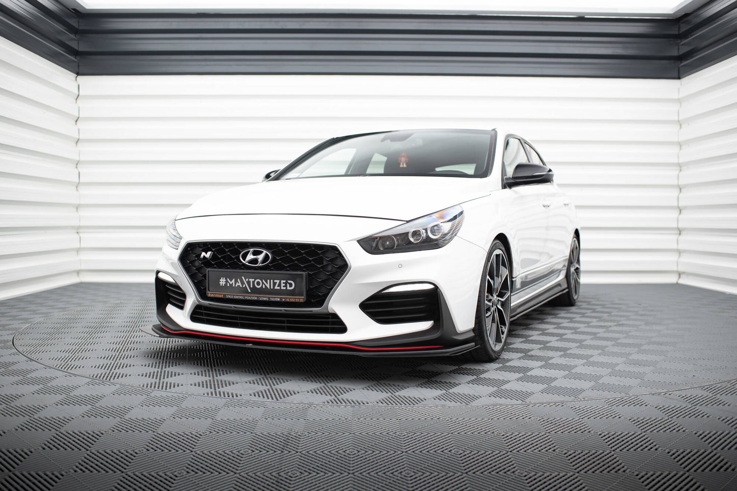 Street Pro Front Ansatz für + Flaps für Hyundai I30 N Mk3 Hatchback / Fastback schwarz Hochglanz