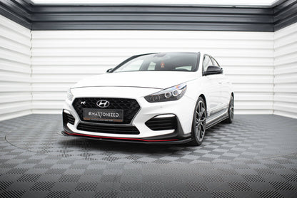 Street Pro Front Ansatz für + Flaps für Hyundai I30 N Mk3 Hatchback / Fastback schwarz Hochglanz
