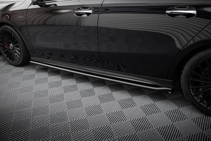 Seitenschweller Ansatz für Mercedes-AMG A35 W177 Facelift schwarz Hochglanz