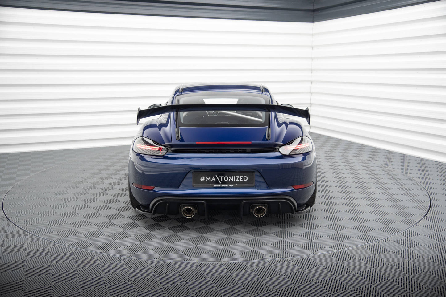 Heck Ansatz Flaps Diffusor für Porsche 718 Cayman GT4 RS 982c schwarz Hochglanz
