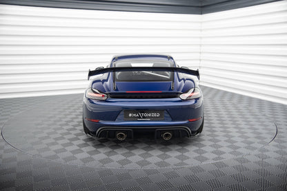 Heck Ansatz Flaps Diffusor für Porsche 718 Cayman GT4 RS 982c schwarz Hochglanz