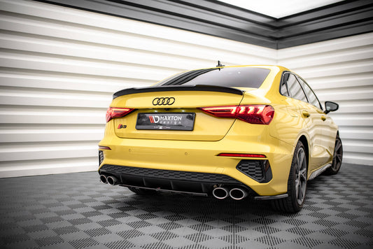 Heck Ansatz Flaps Diffusor für Audi S3 Limousine 8Y schwarz Hochglanz