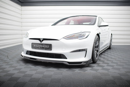 Front Ansatz V.2 für Tesla Model S Plaid Mk1 Facelift schwarz Hochglanz