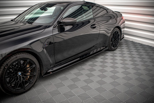 Seitenschweller Ansatz für V.1 für BMW M4 G82 / G82 Facelift schwarz Hochglanz