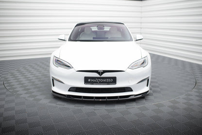 Front Ansatz V.3 für Tesla Model S Plaid Mk1 Facelift schwarz Hochglanz