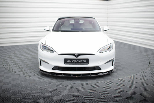 Front Ansatz V.3 für Tesla Model S Plaid Mk1 Facelift schwarz Hochglanz