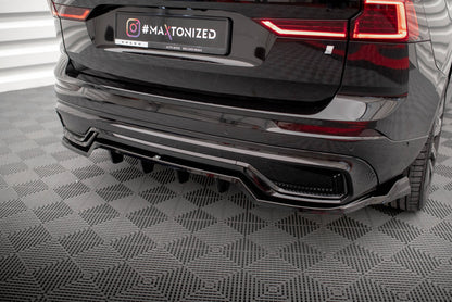 Mittlerer Cup Diffusor DTM Look Heck Ansatz für Volvo XC60 R-Design Mk2 Facelift schwarz Hochglanz