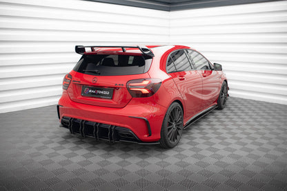 Heck Ansatz Flaps Diffusor für Mercedes A W176 AMG Facelift schwarz Hochglanz