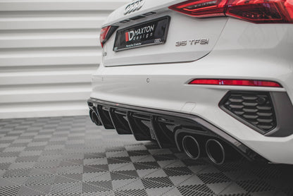 Diffusor Heck Ansatz + Endrohre für Audi A3 S-Line Sportback 8Y