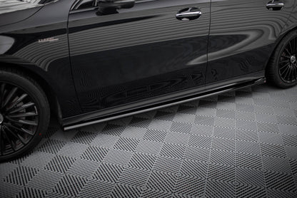 Seitenschweller Ansatz für Mercedes-AMG A35 W177 Facelift schwarz Hochglanz