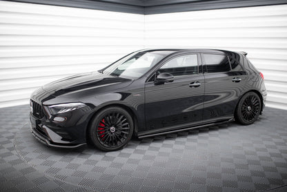 Seitenschweller Ansatz für Mercedes-AMG A35 W177 Facelift schwarz Hochglanz