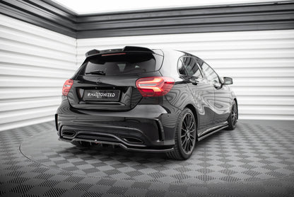 Mittlerer Cup Diffusor DTM Look Heck Ansatz für Mercedes-Benz A AMG-Line W176 Facelif schwarz Hochglanz