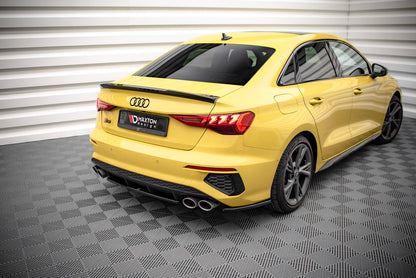 Heck Ansatz Flaps Diffusor für Audi S3 Limousine 8Y schwarz Hochglanz