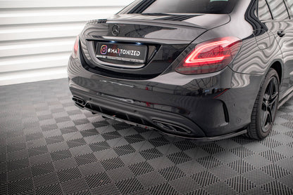 Mittlerer Cup Diffusor DTM Look Heck Ansatz für Mercedes-Benz C AMG-Line W205 Facelift schwarz Hochglanz