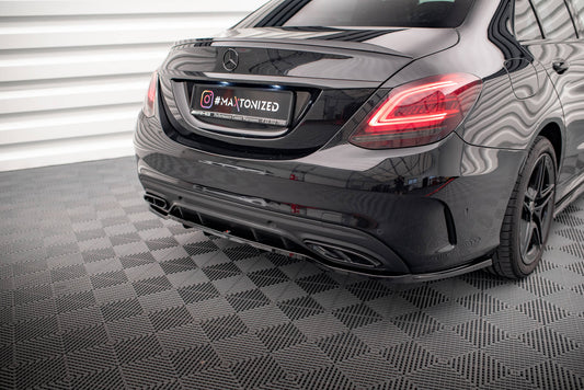 Mittlerer Cup Diffusor DTM Look Heck Ansatz für Mercedes-Benz C AMG-Line W205 Facelift schwarz Hochglanz