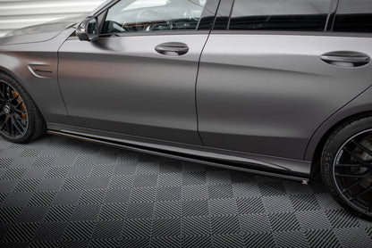 Seitenschweller Ansatz für Mercedes-AMG C63 Limousine / Kombi W205 Facelift schwarz Hochglanz