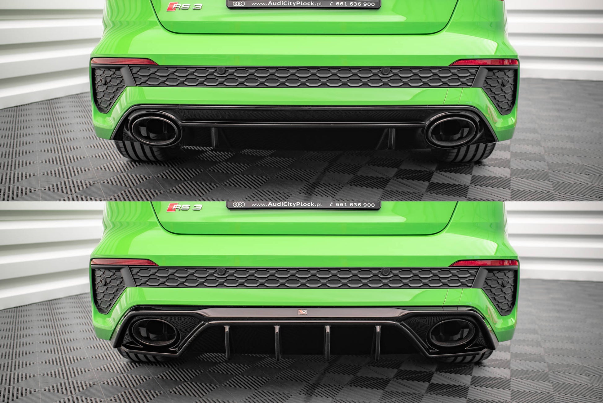 Diffusor Heck Ansatz für Audi RS3 8Y schwarz Hochglanz