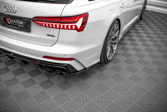 Heck Ansatz Flaps Diffusor für Audi A6 S-Line / S6 C8 / C8 Facelift schwarz Hochglanz
