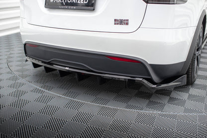 Mittlerer Cup Diffusor DTM Look Heck Ansatz für Tesla Model X Mk1 Facelift schwarz Hochglanz