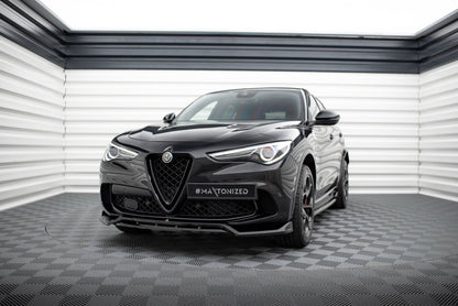 Front Ansatz für Alfa Romeo Stelvio Quadrifoglio Mk1 schwarz Hochglanz