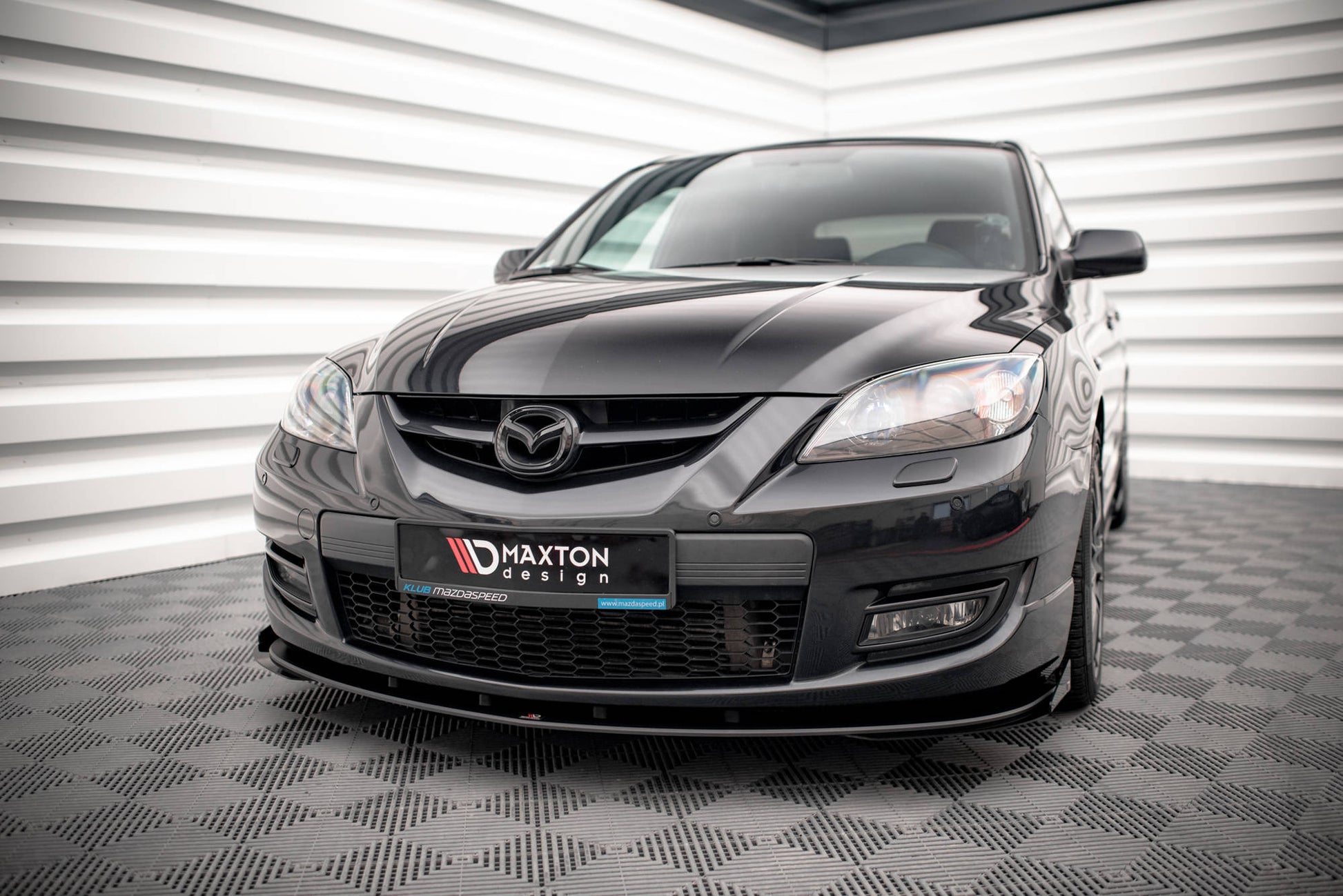 Street Pro Front Ansatz für + Flaps für V.1 + Flaps Mazda 3 MPS Mk1 schwarz Hochglanz