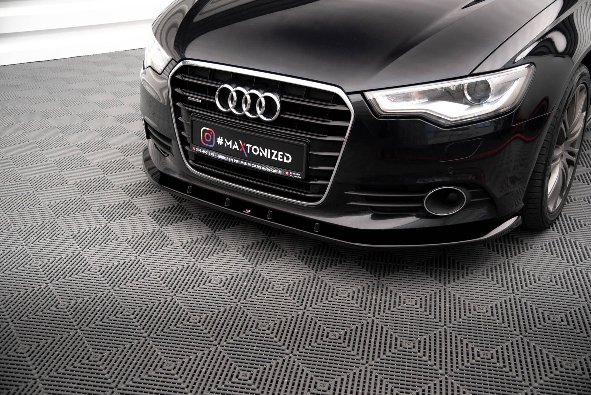 Front Ansatz V.3 für Audi A6 C7 schwarz Hochglanz