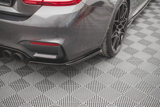 Heck Ansatz Flaps Diffusor V.2 für BMW M4 F82 schwarz Hochglanz