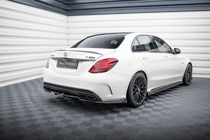 Mittlerer Cup Diffusor DTM Look Heck Ansatz für Mercedes-AMG C63 Limousine / Kombi W205 / S205 schwarz Hochglanz