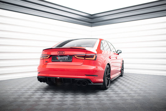 Diffusor Heck Ansatz für Audi S3 Limousine 8V schwarz Hochglanz