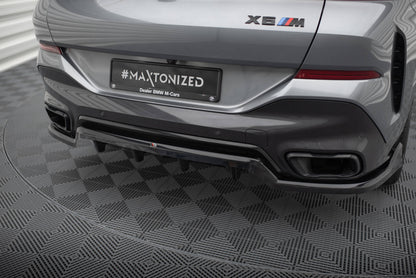 Mittlerer Cup Diffusor DTM Look Heck Ansatz V.2 für BMW X6 M-Paket G06 Facelift schwarz Hochglanz