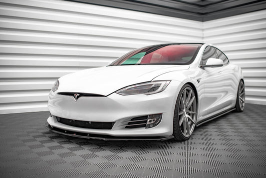 Front Ansatz V.1 für Tesla Model S Facelift schwarz Hochglanz