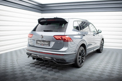 Mittlerer Cup Diffusor DTM Look Heck Ansatz für VW Tiguan Allspace R-Line Mk2 Facelift schwarz Hochglanz