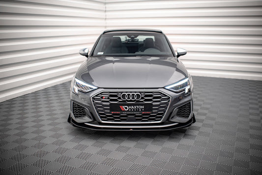 Street Pro Front Ansatz für +Flaps für  + Flaps Audi S3 / A3 S-Line 8Y schwarz Hochglanz