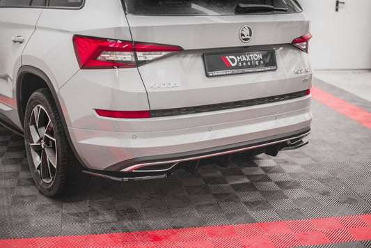 Heck Ansatz Flaps Diffusor für Skoda Kodiaq Sportline Mk1 / Mk1 Facelift schwarz Hochglanz