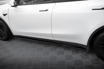 Seitenschweller Ansatz für V.1 für Tesla Model Y schwarz Hochglanz