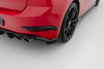 Heck Ansatz Flaps Diffusor für VW Golf Hatchback R / R-Line Mk7 Facelift schwarz Hochglanz