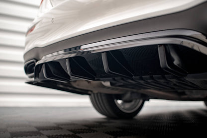 Mittlerer Cup Diffusor DTM Look Heck Ansatz für Mercedes-Benz E AMG-Line Limousine W213 Facelift schwarz Hochglanz
