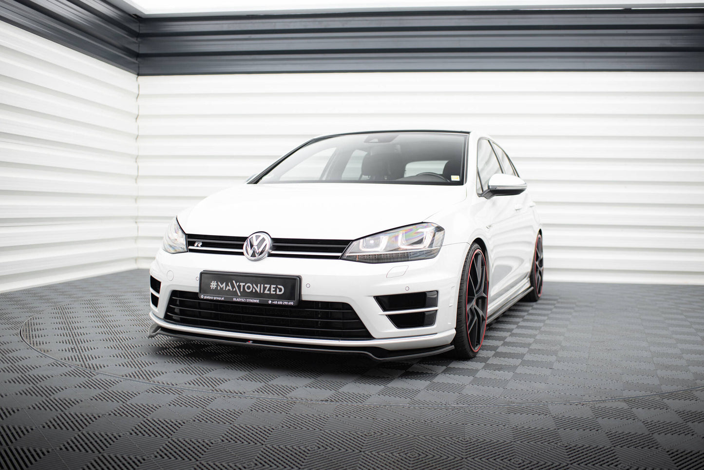 Front Ansatz V.2 für VW Golf 7 R / R-Line schwarz Hochglanz