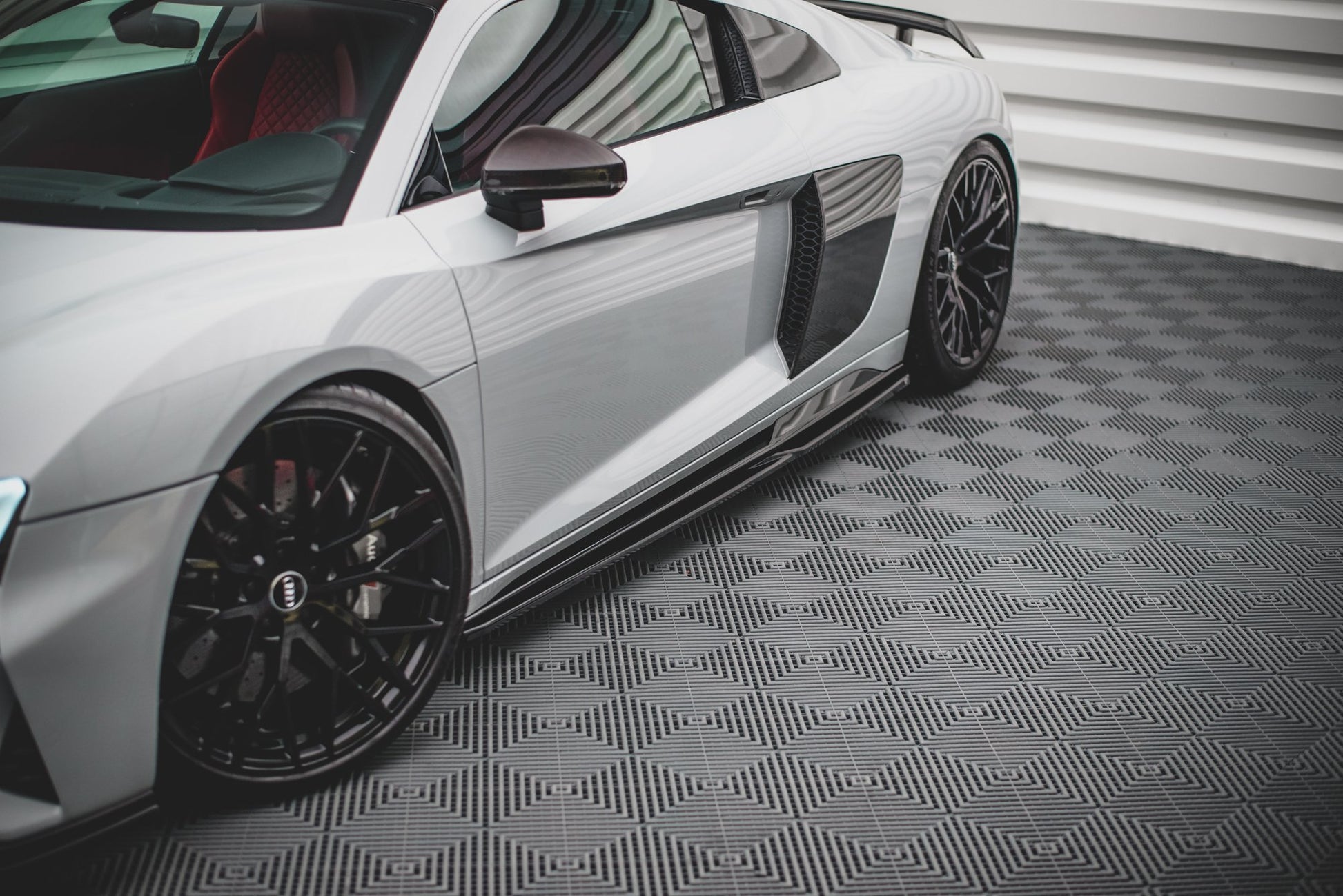 Seitenschweller Ansatz für Audi R8 Mk2 Facelift schwarz Hochglanz