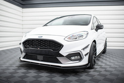 Street Pro Front Ansatz für für + Front Stoßstangen Racing Flaps passend für Ford Fiesta Mk8 ST / ST-Line schwarz Hochglanz