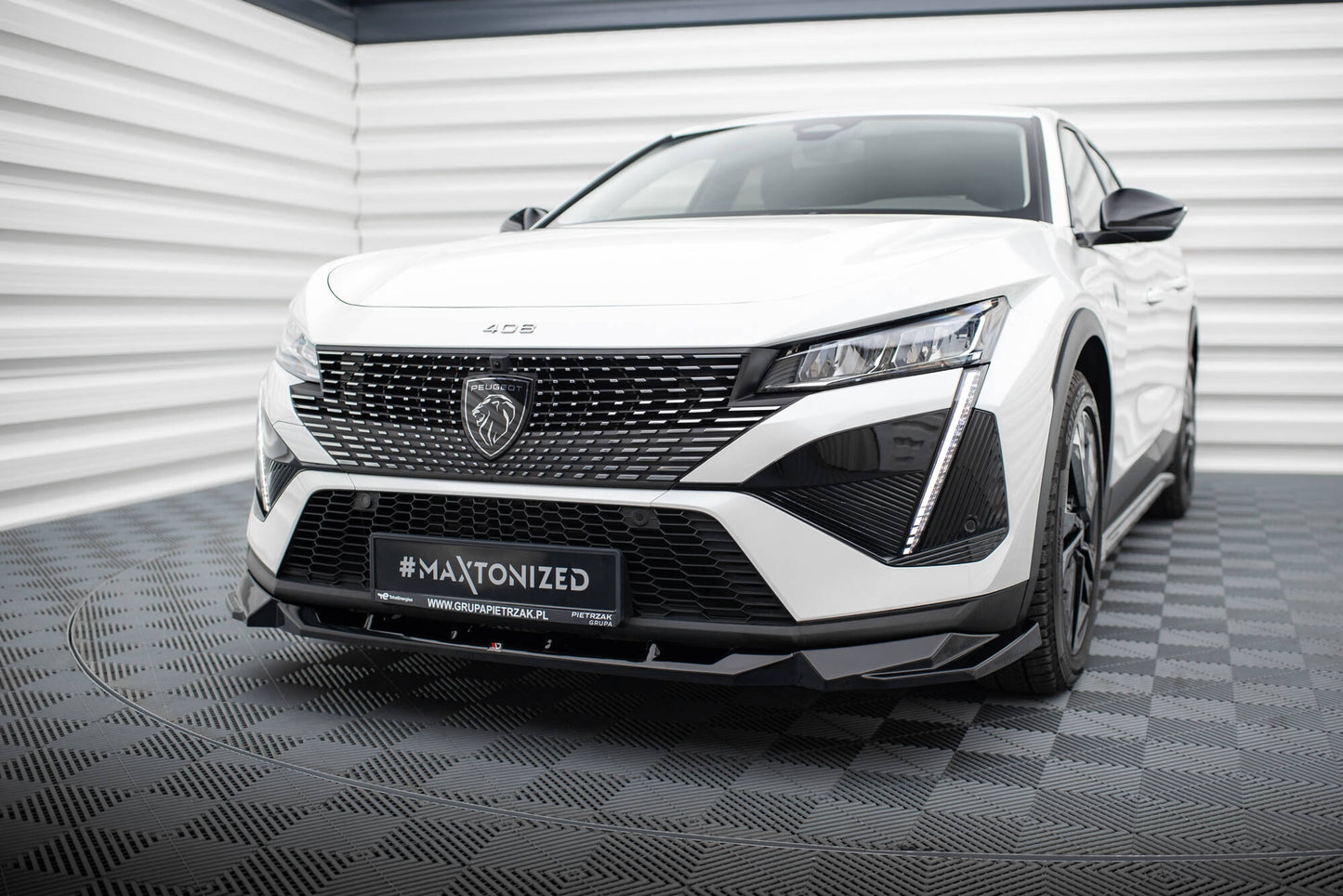 Front Ansatz für Peugeot 408 Mk1 schwarz Hochglanz
