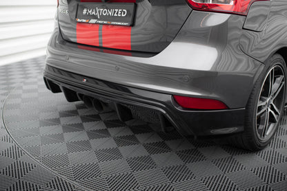 Diffusor Heck Ansatz für Ford Focus ST Mk3 FL (RS-Look) schwarz Hochglanz