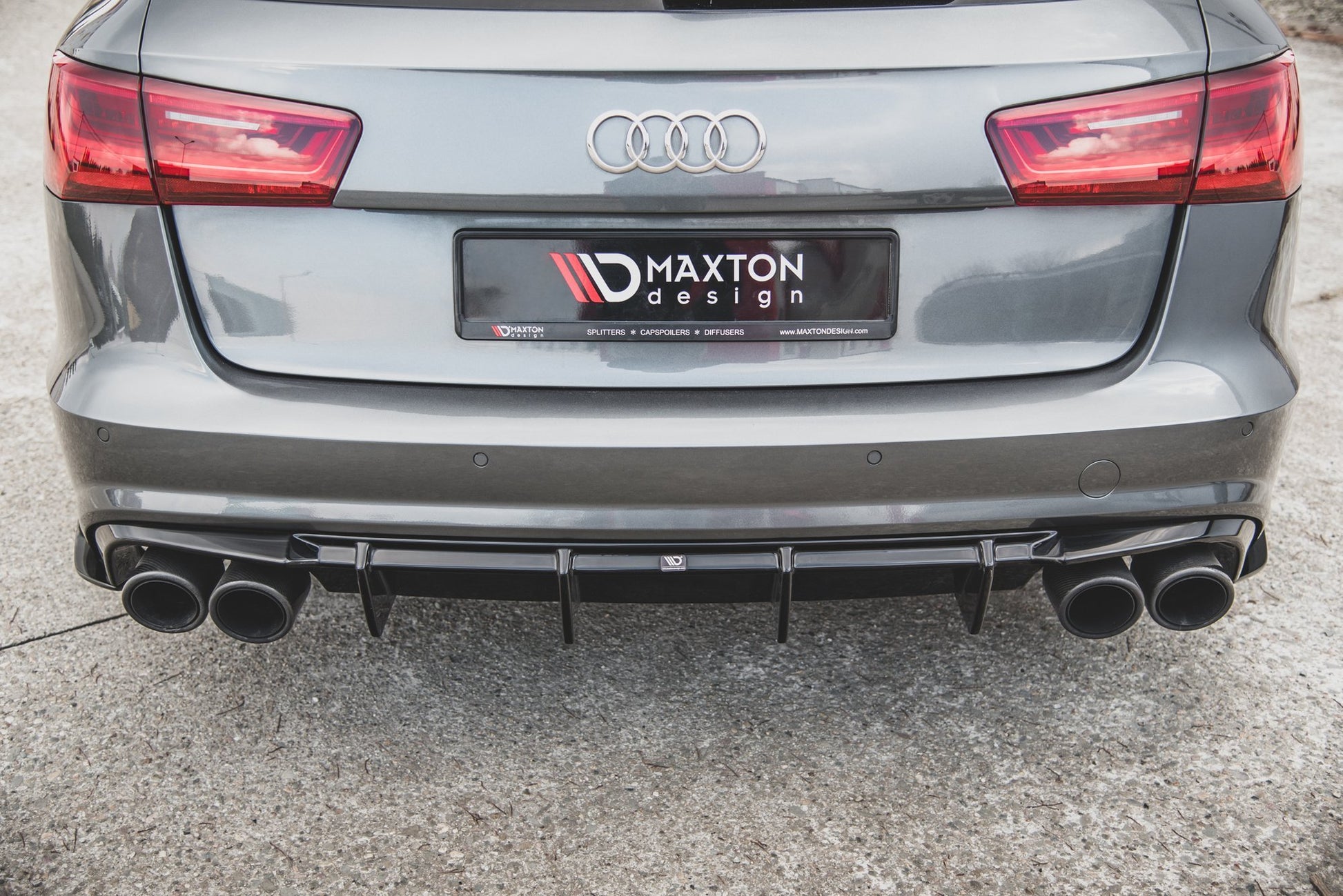 Diffusor Heck Ansatz V.1 für Audi S6 C7 Facelift schwarz Hochglanz