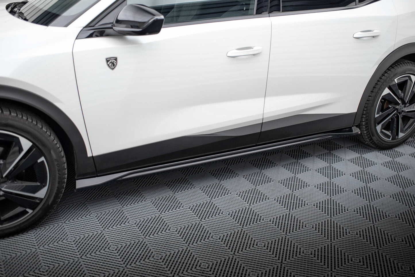 Seitenschweller Ansatz für Peugeot 408 Mk1 schwarz Hochglanz