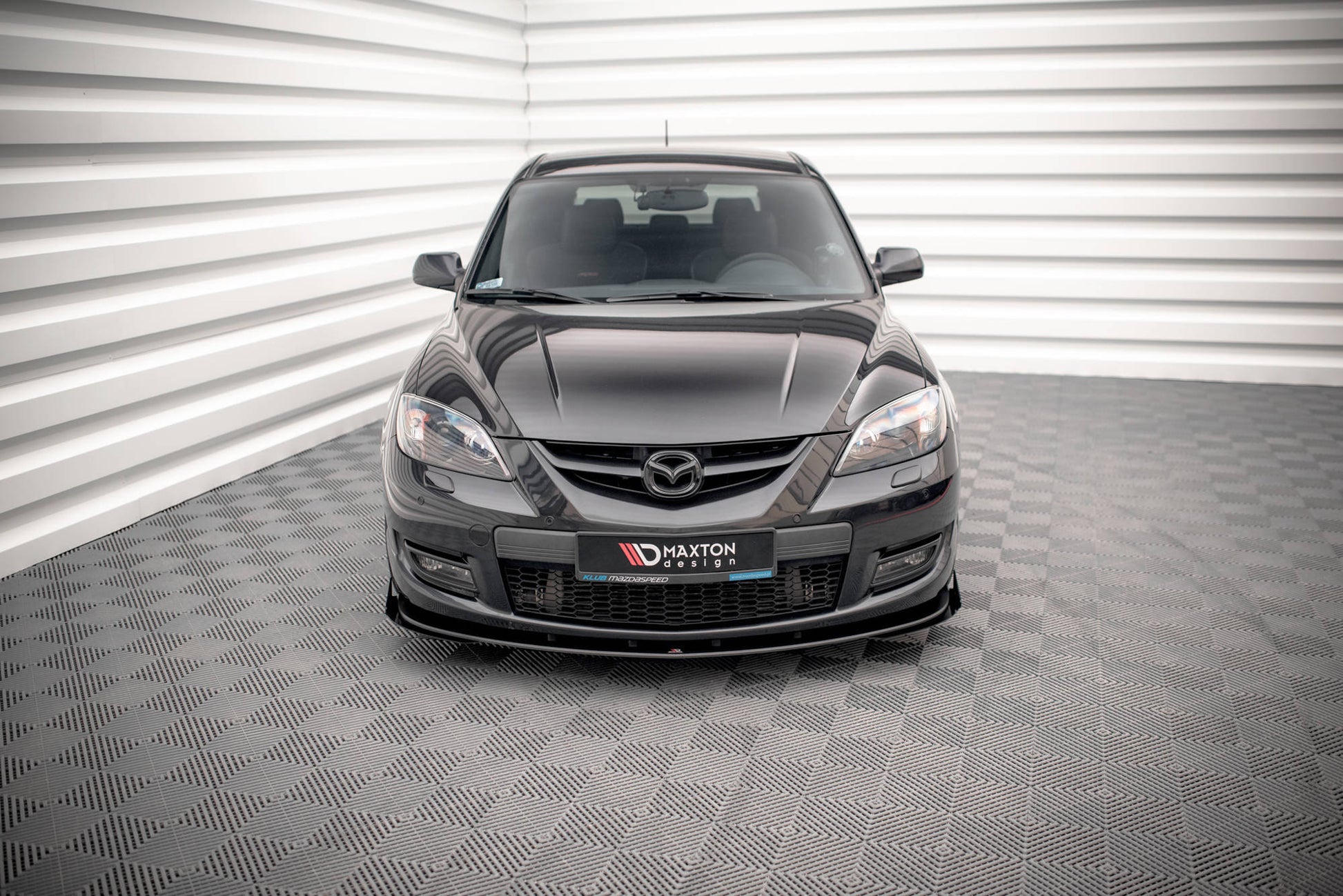 Street Pro Front Ansatz für + Flaps für V.1 + Flaps Mazda 3 MPS Mk1 schwarz Hochglanz
