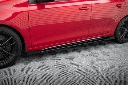 Robuste Racing Seitenschweller Ansatz für für + Flaps Volkswagen Golf GTI Mk6  schwarz Hochglanz