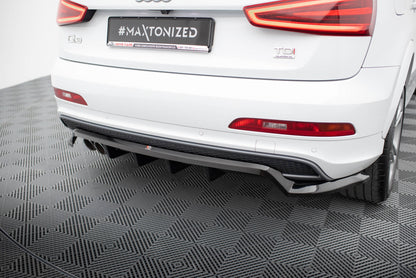 Mittlerer Cup Diffusor DTM Look Heck Ansatz für Audi Q3 S-line 8U schwarz Hochglanz